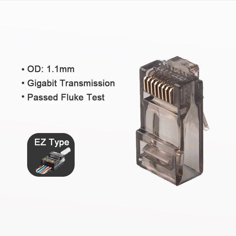 Linkwylan RJ45 Cat6 Pass Through Connectors Assorted Colors EZ to Crimp Modular Plug for Solid or Stranded UTP Network Cable