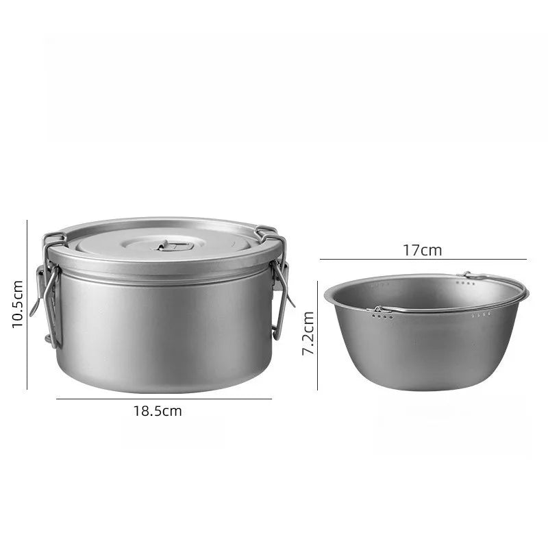 Outdoor Lightweight Titanium Pot Portable Travel Useful Large Capacity Camping Cooking Pot Family Picnic Camp Cooking Supplies