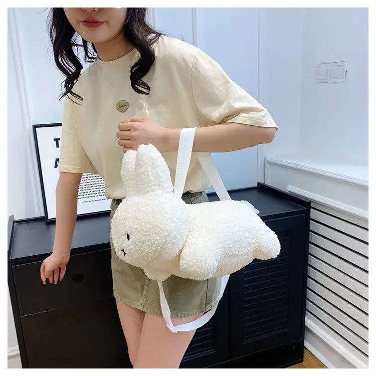 Kawaii Miffy Rabbit plush bag Doll Tote cartoon cute One shoulder Crossbody storage bag Birthday toy Christmas gift