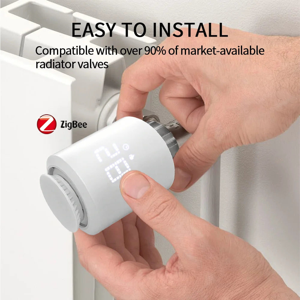 Tuya Zigbee 3.0 Thermostatic Valve Radiator Actuator Valve Zigbee Thermostatic Radiator Valve Head Temperature Controller Alexa