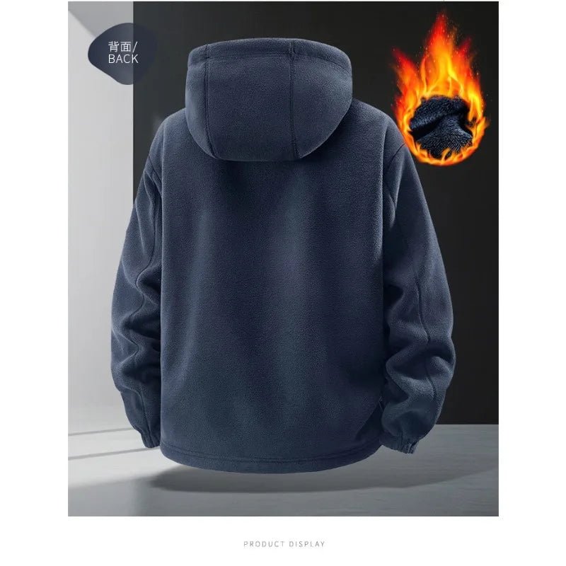 Winter New Fashion Trend Retro Sports Thick Warm Lamb Wool Jacket Men's Casual Loose Comfortable High-Quality Plus Size Jacket