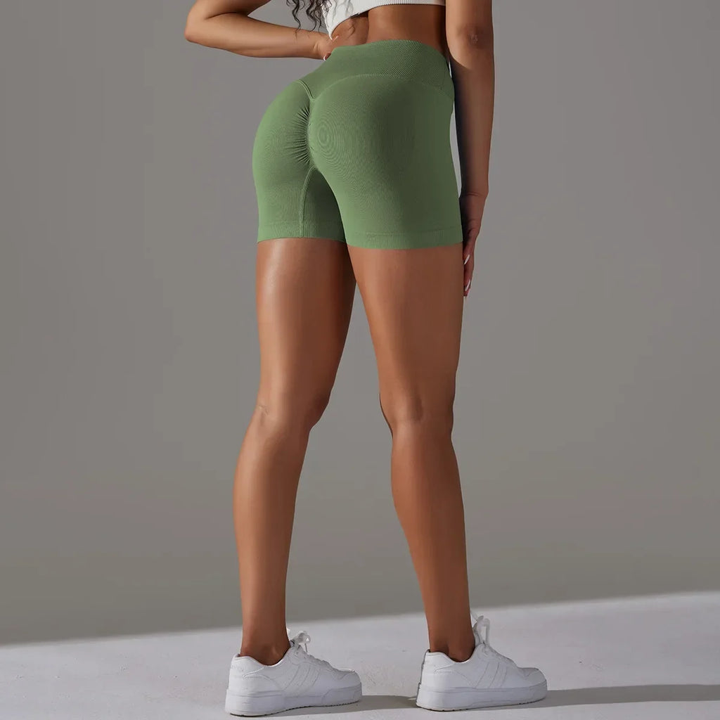Women High Waist Workout Fitness Yoga Shorts Gym Push Up Yoga Leggings Scrunch Butt Seamless Sports Shorts