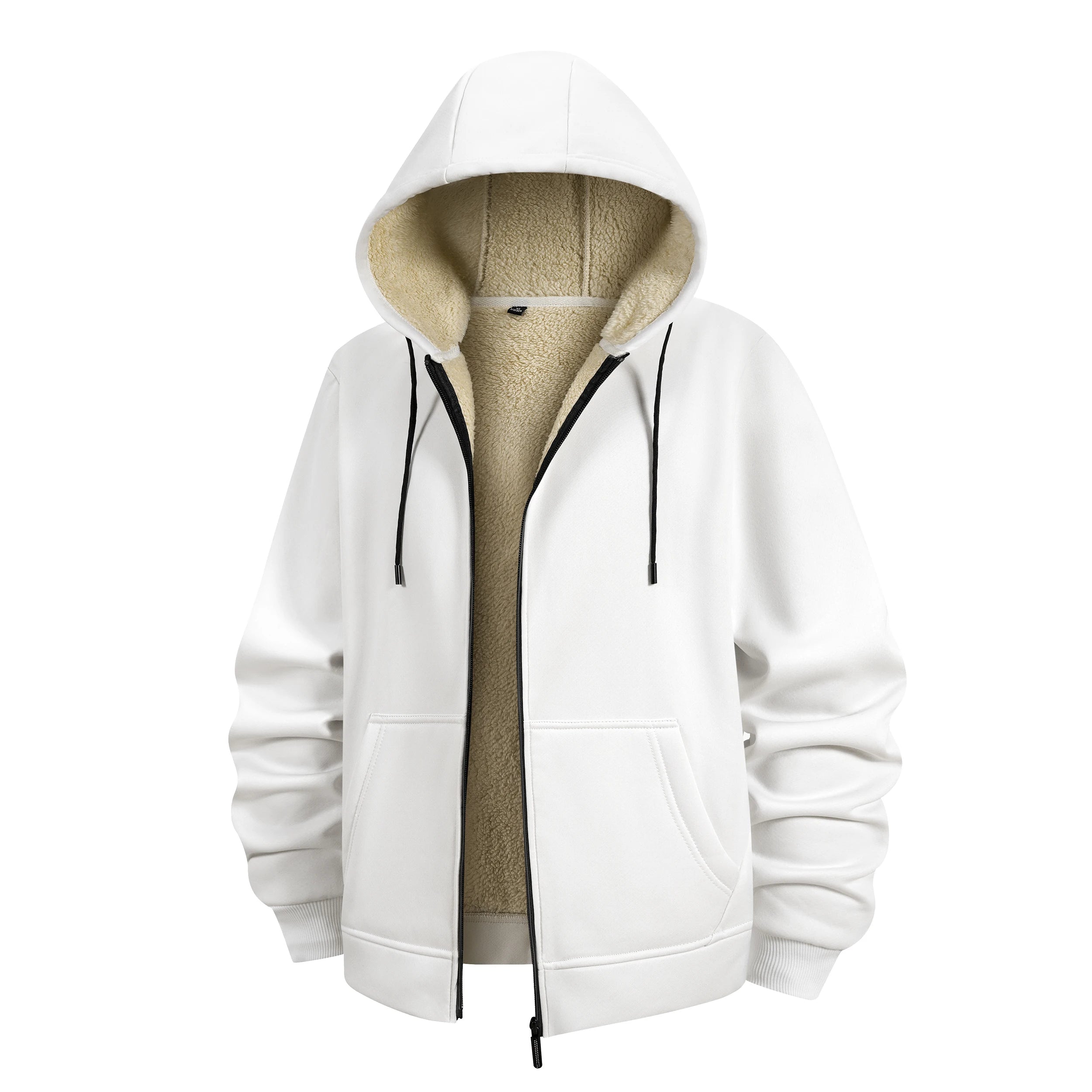 Winter Lambswool Coats Thicken Warm Jackets Long Sleeve Zipper Hoodies Casual Sports Fleece Black Coat Hooded Men Outdoor Jacket