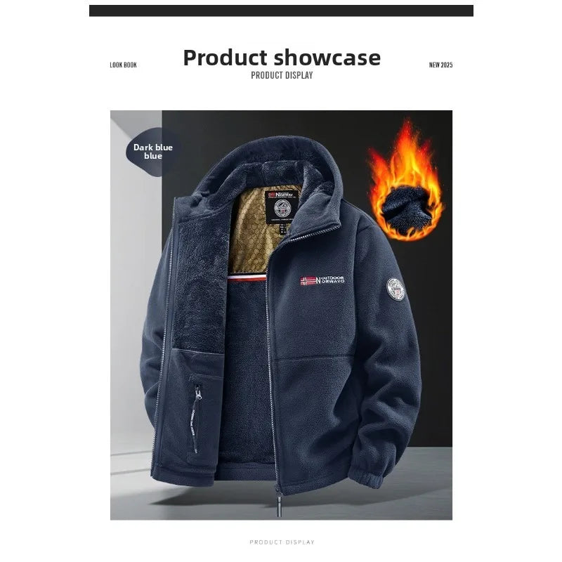 Winter New Fashion Trend Retro Sports Thick Warm Lamb Wool Jacket Men's Casual Loose Comfortable High-Quality Plus Size Jacket