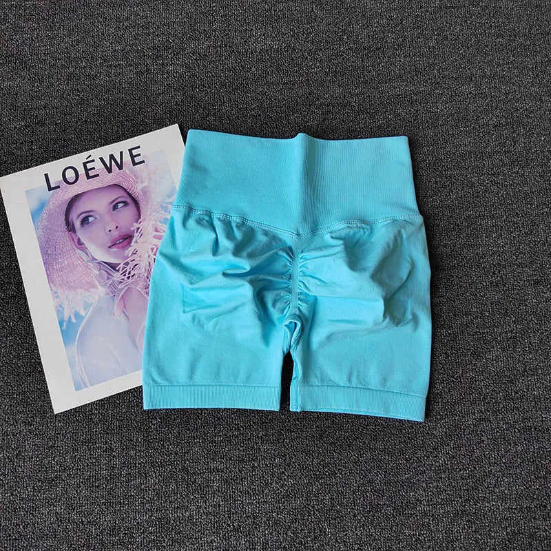 Yoga Shorts Peach Hot Girls Three-Cross Pants High Waist Knitted Pressure Running Sport Elastic Belly Lifting Butt Tight Pants