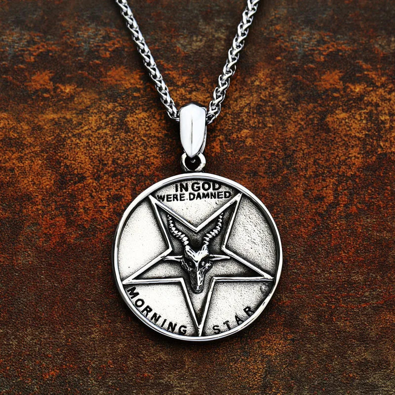 BEIER New Stainless steel  Pentagram Pan God Skull Goat Head Pendant Necklace Occult Metal Vintage for Man BP8-342
