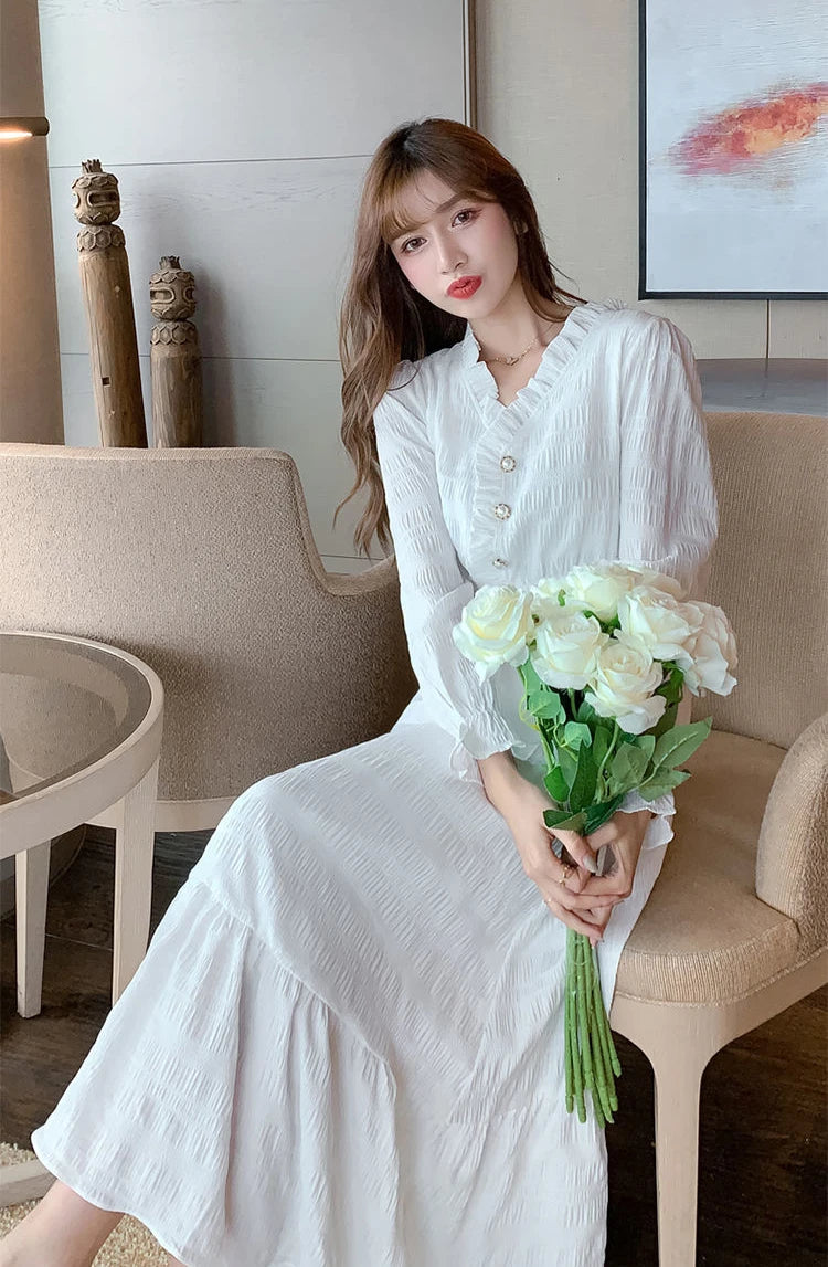 Clothing Holiday Female Dresses 2025 Beach Women's Dress Midi Long Sleeve X New Features of Cotton Summer Luxury Loose Trendy Xl