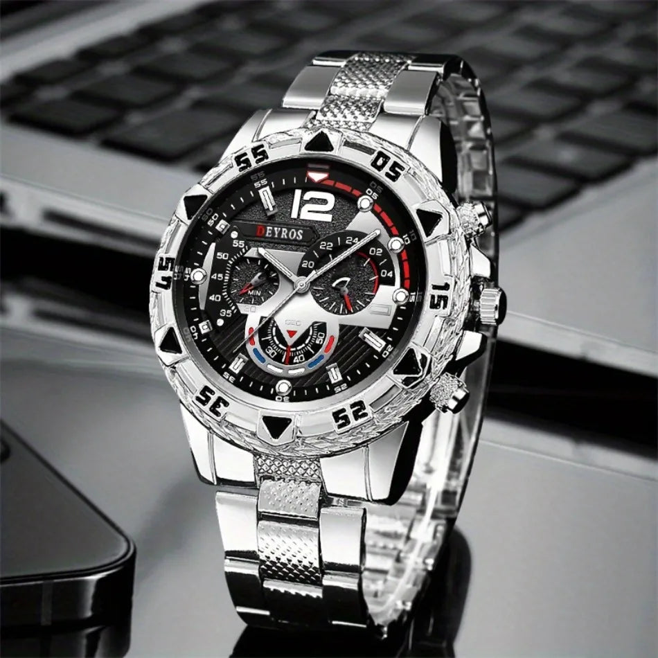 Men Watch 2pcs/set, Classic Fashion Men's Business Quartz Watches Sets Analog Casual Wrist Watch Sets, Gifts for Men.