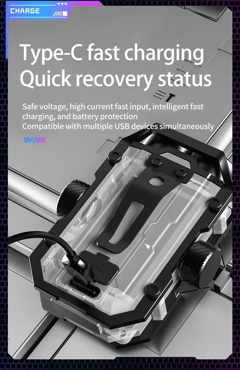 Mini LED Keychain Light Portable Magnetic EDC Flashlight Outdoor Camping Fishing Emergency Work Hat Clip Lamp With FingertipGyro