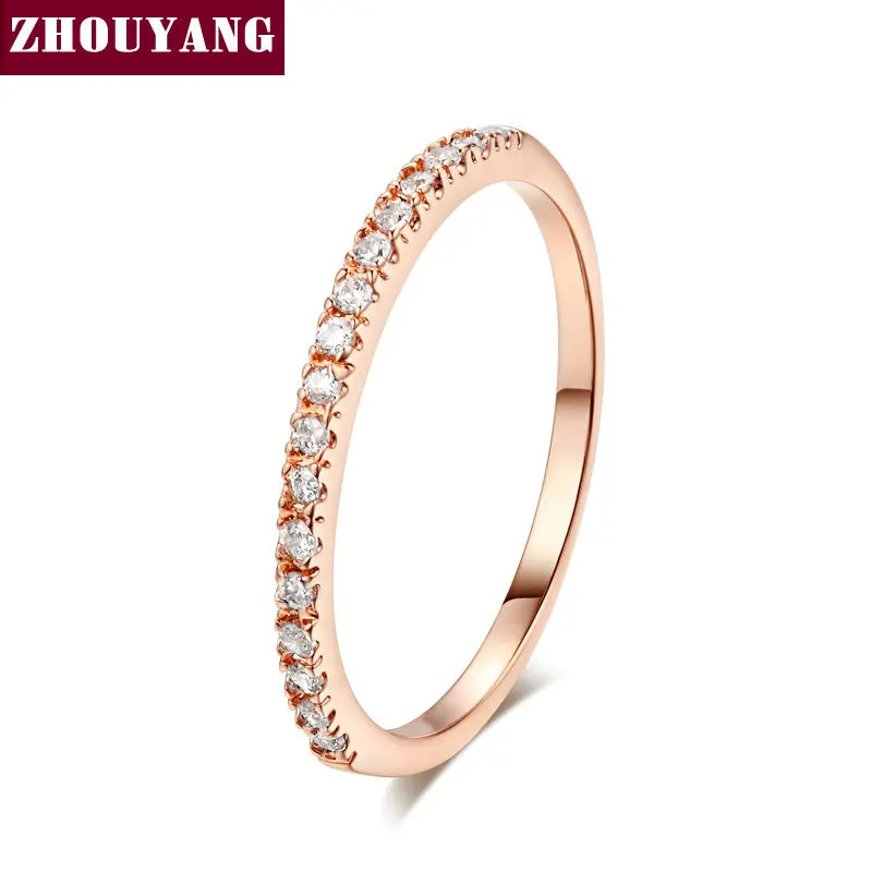 Dainty Wedding Ring For Women Man Concise Classical Multicolor Mini Zircon Rose Gold Color Fashion Jewelry R132 R133 ZHOUYANG