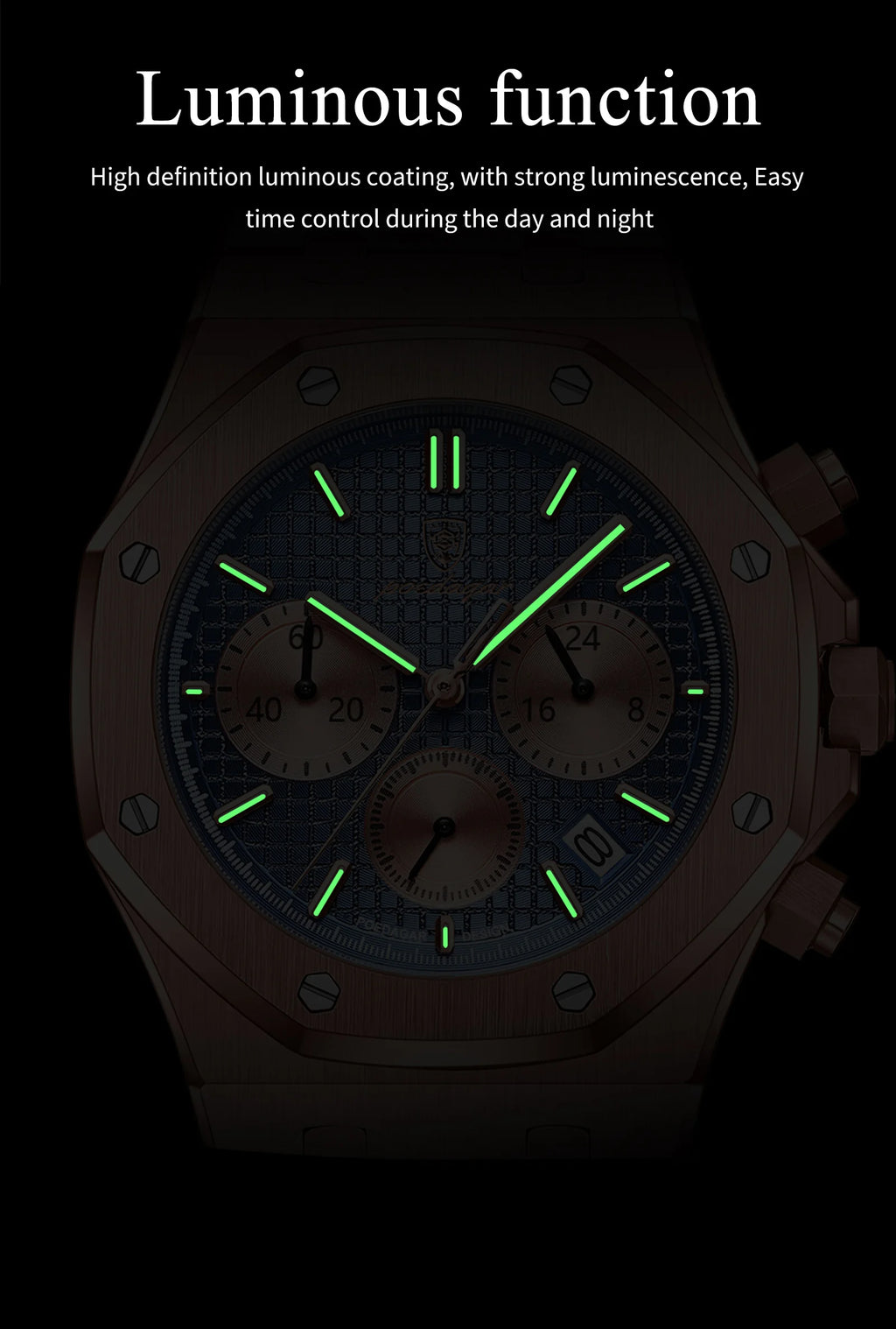 POEDAGAR Original Luxury Men's Watches Date Chronograph Stainless Steel Quartz Watch Waterproof Luminous Fashion Man Wristwatch