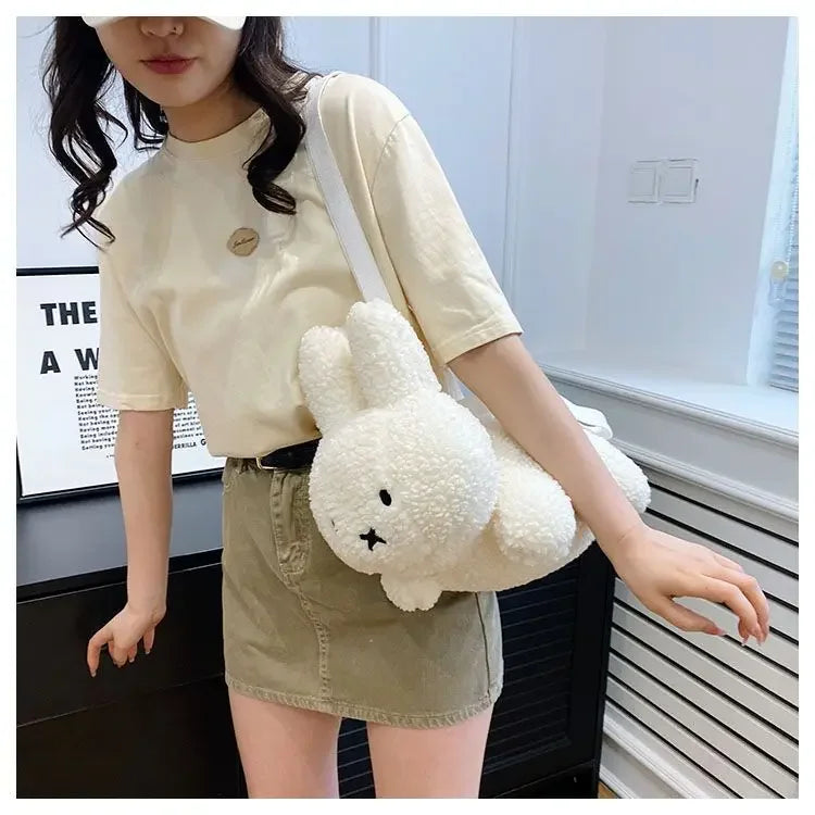 Kawaii Miffy Rabbit plush bag Doll Tote cartoon cute One shoulder Crossbody storage bag Birthday toy Christmas gift