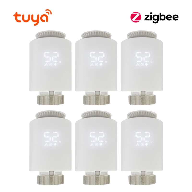 Tuya Zigbee 3.0 Thermostatic Valve Radiator Actuator Valve Zigbee Thermostatic Radiator Valve Head Temperature Controller Alexa