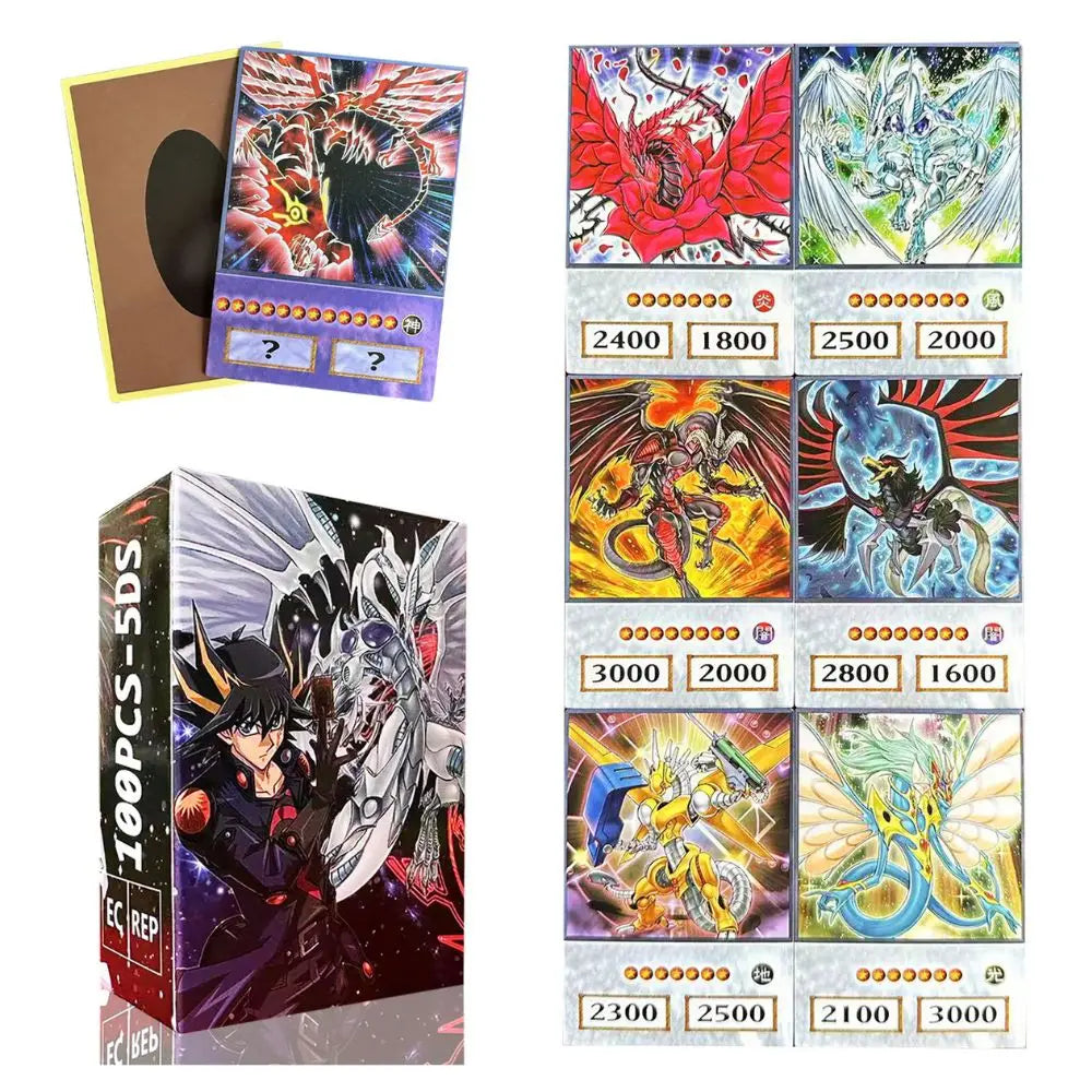 Yu-Gi-Oh Anime Cards Blue Eyes Dark Magician Exodia Obelisk Slifer Ra Yugioh DM 100pcs DIY Card Kids Christmas Gift