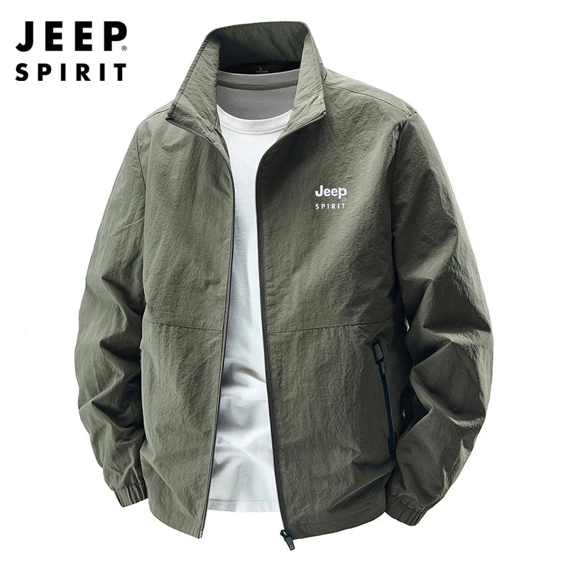 JEEP spirit men's jacket thin spring and autumn leisure stand collar outdoor fashion sports top