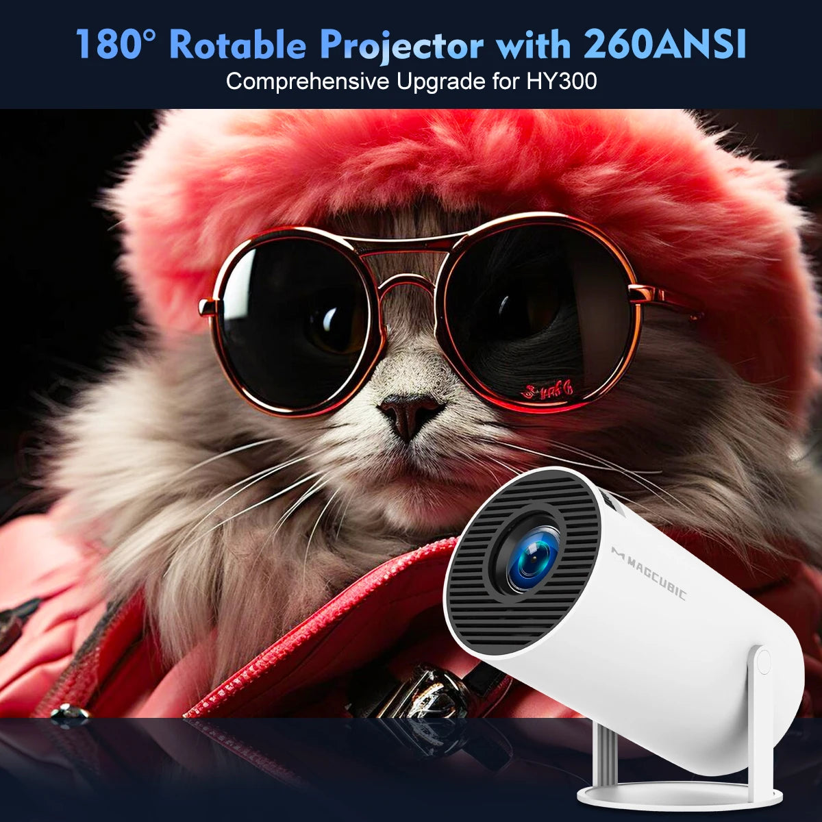 Transpeed Android 11 Wifi6 260ANSI Projector AllwinnerH713 1280*720P 4K180° flexible BT5.0 Home Cinema Outdoor portable Projetor