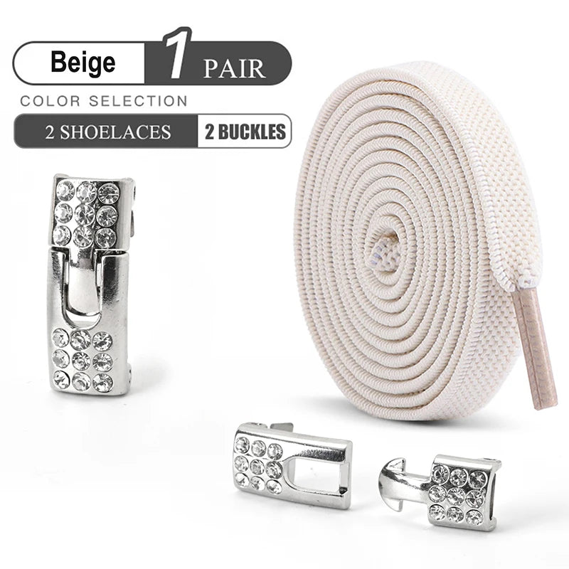 No Tie Shoe Laces Diamond Buckle Elastic Laces Shoelaces Sneaker Kids Adult Shoelace Suitable For Sports Casual Shoes Boots