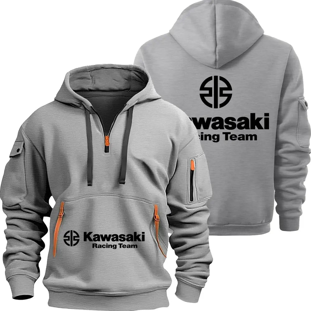 Kawasaki Motorcycle Racing Team Men Half Zipper Hoodie Spring Autumn Male Sweatshirt 2025 New Fashion Pullover Clothes Tops