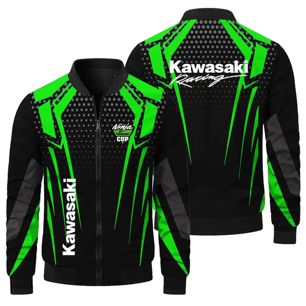 Kawasaki Racing Jacket Extreme Sports Kawasaki Men's Jacket Outdoor Oversized Sports Motorcycle Jacket Kawasaki Men's Top