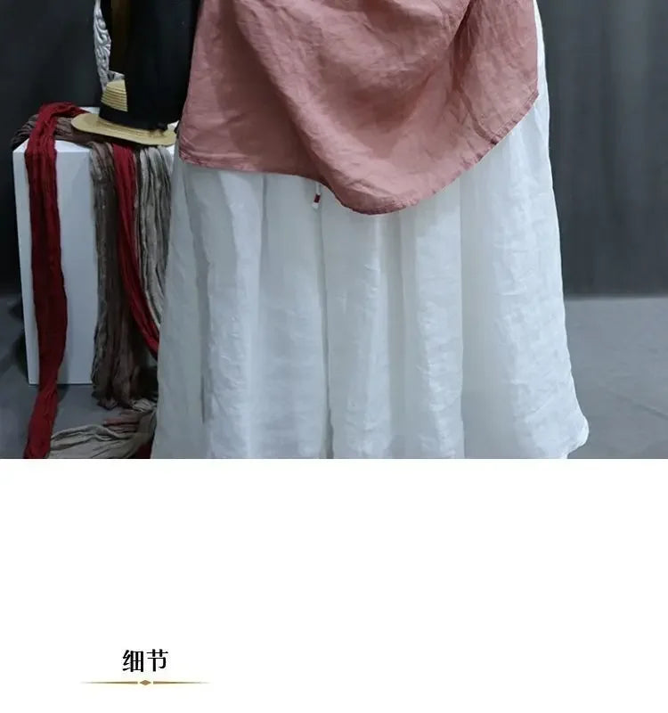 Cotton and Linen Women Clothing 2025 Summer New Print Retro Embroidery Loose Slim and Fashionable Shirt