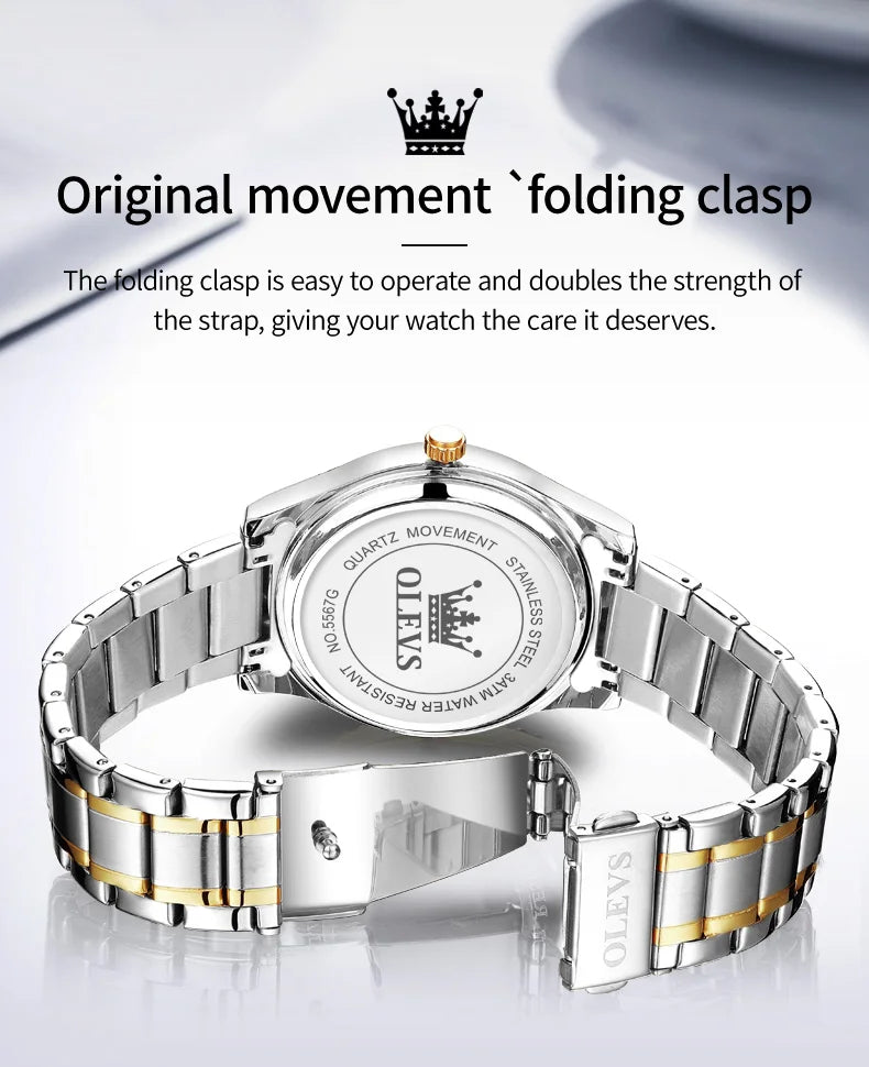 OLEVS 5567 Couple Watches Waterproof Luminous Wristwatch for Lover Date Men‘s and Women's Wristwatch Simple Fashion