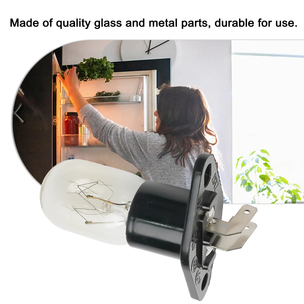 2A 240V 25W Microwave Oven Bulb Refrigerator Lighting Bulb Base Design With Holder Replacement Parts Home Kitchen Accessories