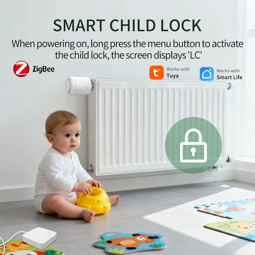 Tuya Zigbee 3.0 Thermostatic Valve Radiator Actuator Valve Zigbee Thermostatic Radiator Valve Head Temperature Controller Alexa