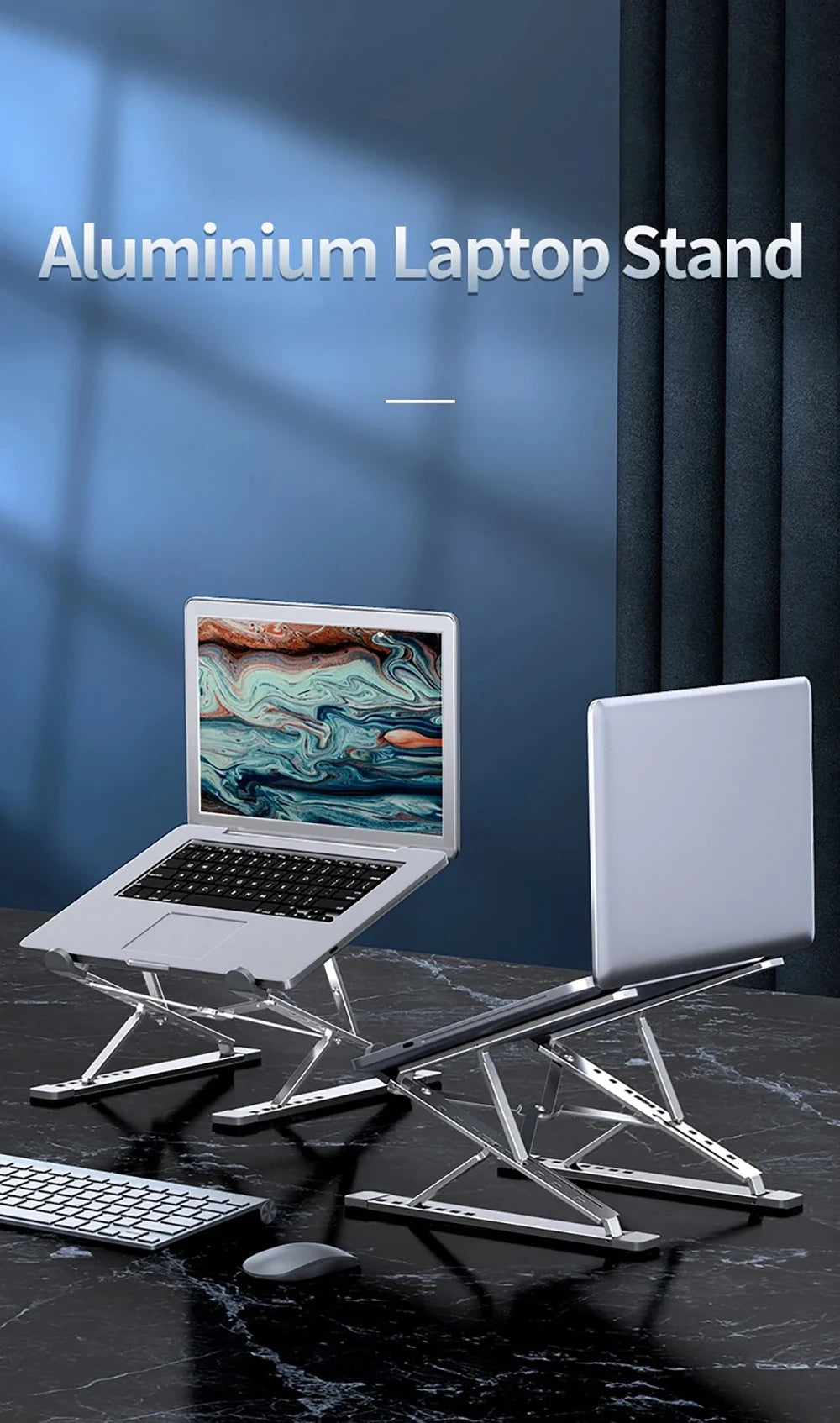 Aluminum Alloy Laptop Stand for Macbook Double Layer Adjustable Portable Laptop Bracket Cooling Stand Foldable Notebook Holder