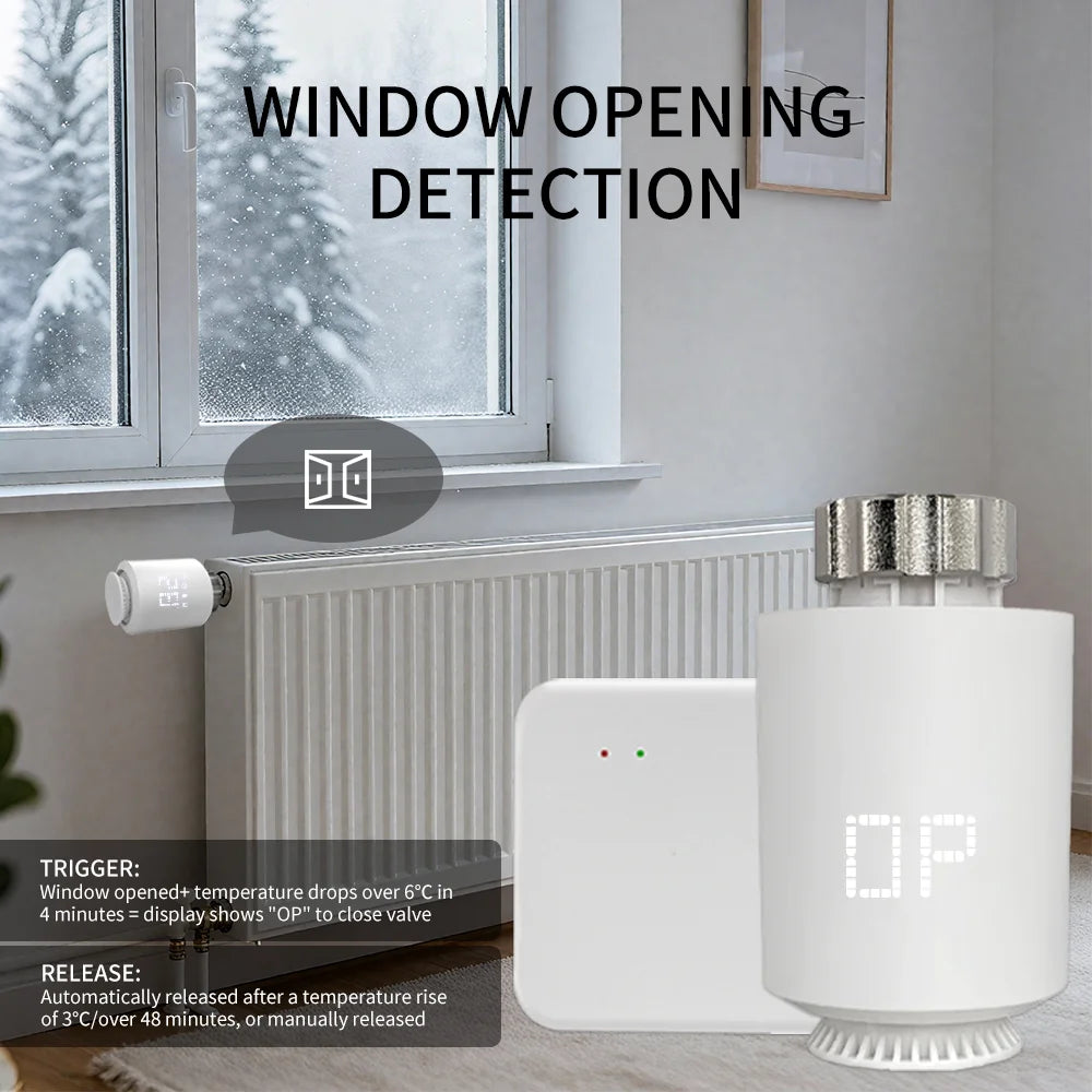 Tuya Zigbee 3.0 Thermostatic Valve Radiator Actuator Valve Zigbee Thermostatic Radiator Valve Head Temperature Controller Alexa