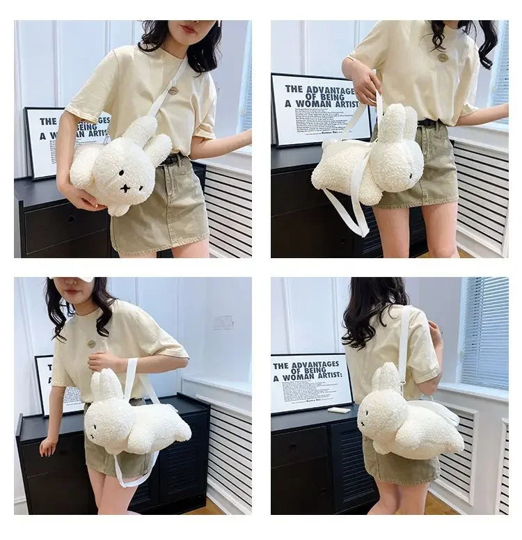 Kawaii Miffy Rabbit plush bag Doll Tote cartoon cute One shoulder Crossbody storage bag Birthday toy Christmas gift