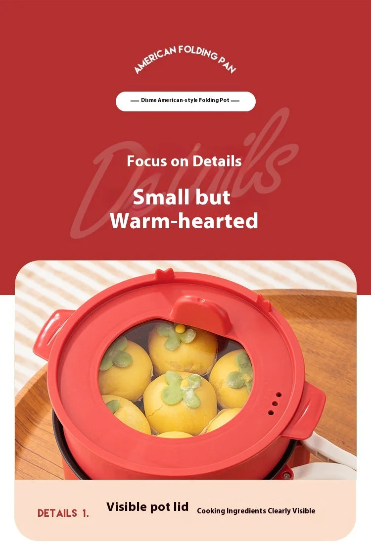 Portable Electric Heating Pot 1.5L Multi-purpose Cooker with Cover Automatic Temperature Control Fast Cooker for InstantNoodles