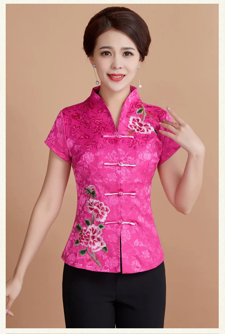 Traditional Chinese Clothing for Women Clothes Qipao Tops Cheongsam Hanfu Ethnic Style Vintage Casual Streetwear Summer