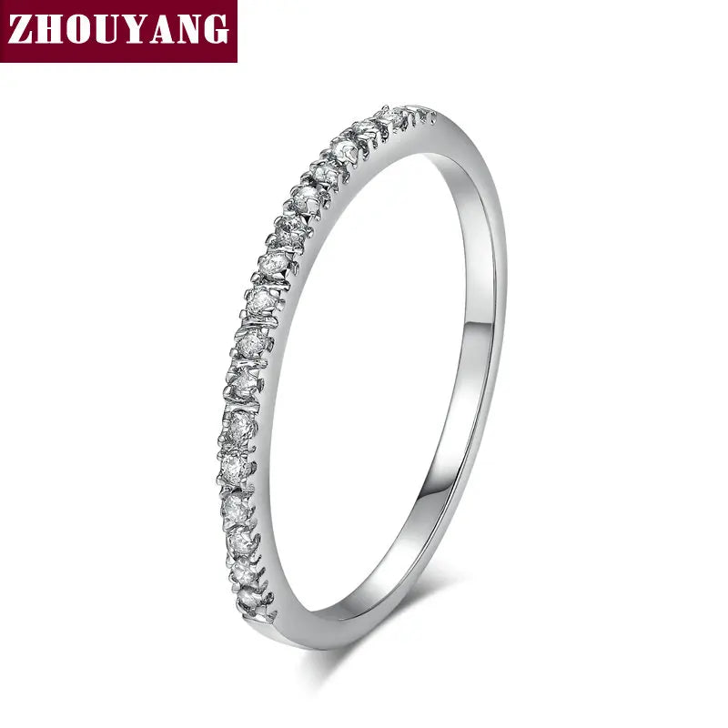 Dainty Wedding Ring For Women Man Concise Classical Multicolor Mini Zircon Rose Gold Color Fashion Jewelry R132 R133 ZHOUYANG