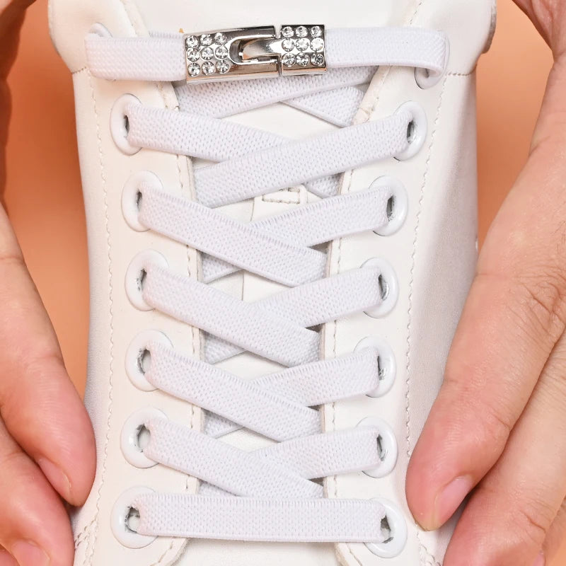 No Tie Shoe Laces Diamond Buckle Elastic Laces Shoelaces Sneaker Kids Adult Shoelace Suitable For Sports Casual Shoes Boots