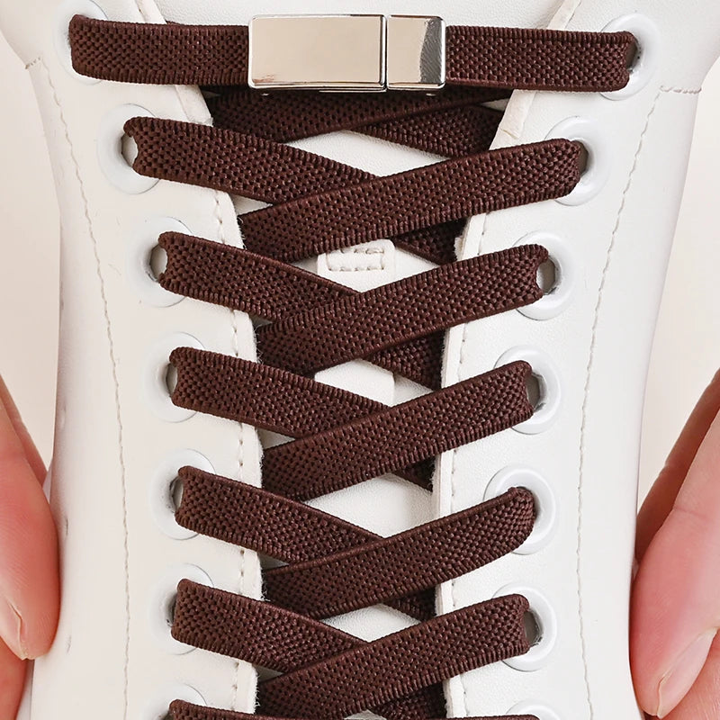 Magnetic Buckle No Tie Shoe Laces Elastic Shoelaces Without Ties Laces Sneaker Kids Adult Widened Flat Shoelace for Shoes