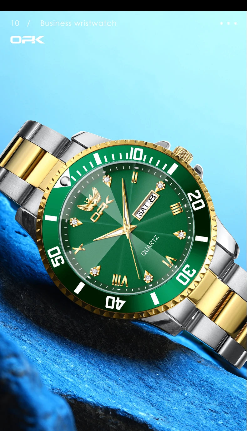 OPK Brand Men's Watches Luxury Gold Wristwatch for Men High-end Waterproof Original Watch 8171