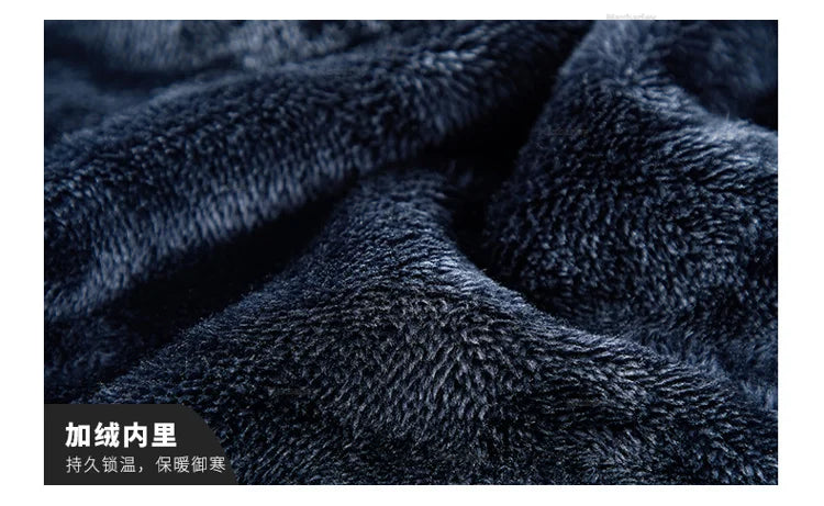 Maxbarley Winter Sportswear Set Mens Retro Training Thick Fleece Jacket + Pants Two Piece Set Casual Ski Running Tracksuit Suit