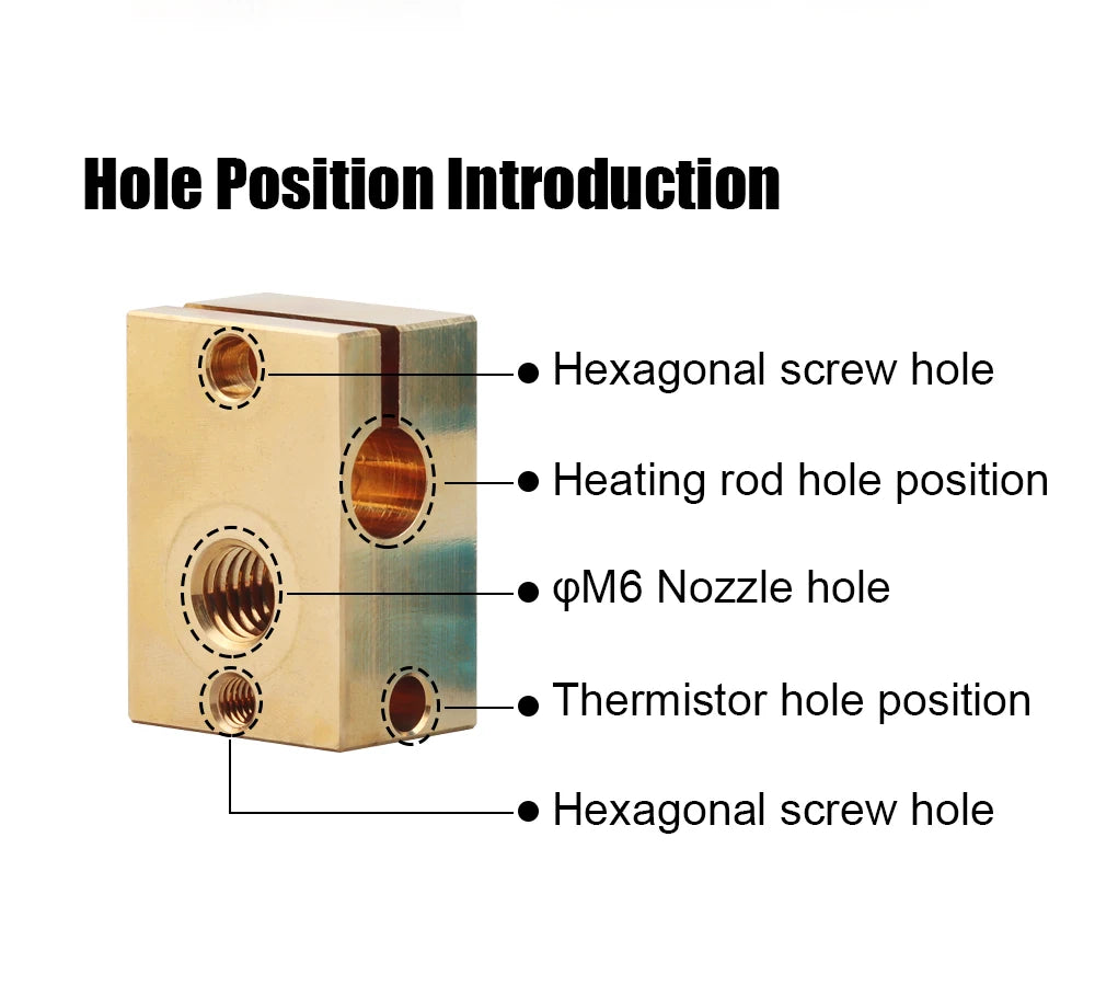 Trianglelab v6 Brass Heatblock For Hotend 3D Printer High Temperature Hardened Steel V6 Nozzles DDB  MATRIX EXTRUDER