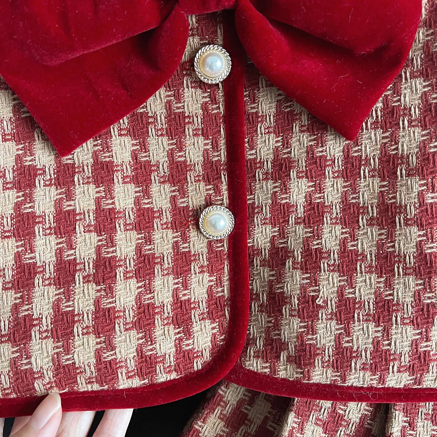 Children's Clothing Sets Red Plaid Bow Coat + Pleated Skirt Sets Winter Clothes for Girls Baby Girl Outfit Set Boutique Clothes