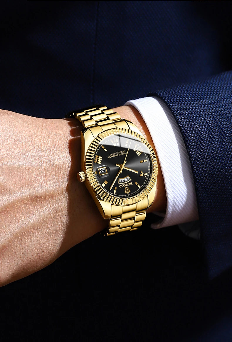 BINBOND Brand Mens Business Sports Quartz Watch Classic Waterproof Luminous Calendar Creative Clock Male Personalized Wristwatch