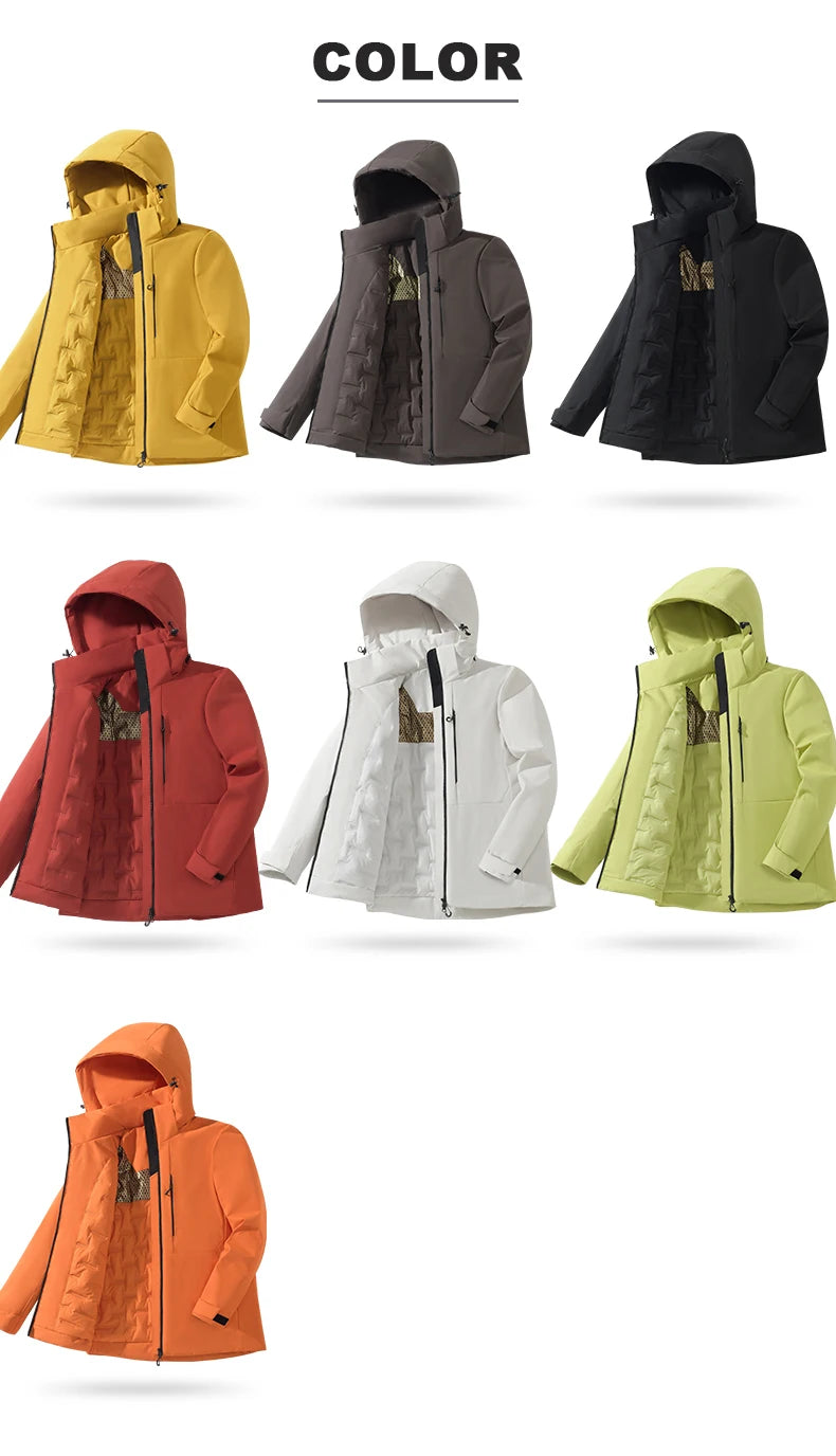 JNLN Unisex Waterproof Fleece Jackets Winter Windproof Thermal Windbreaker Men Women Hiking Camping Skiing Climbing Raincoat