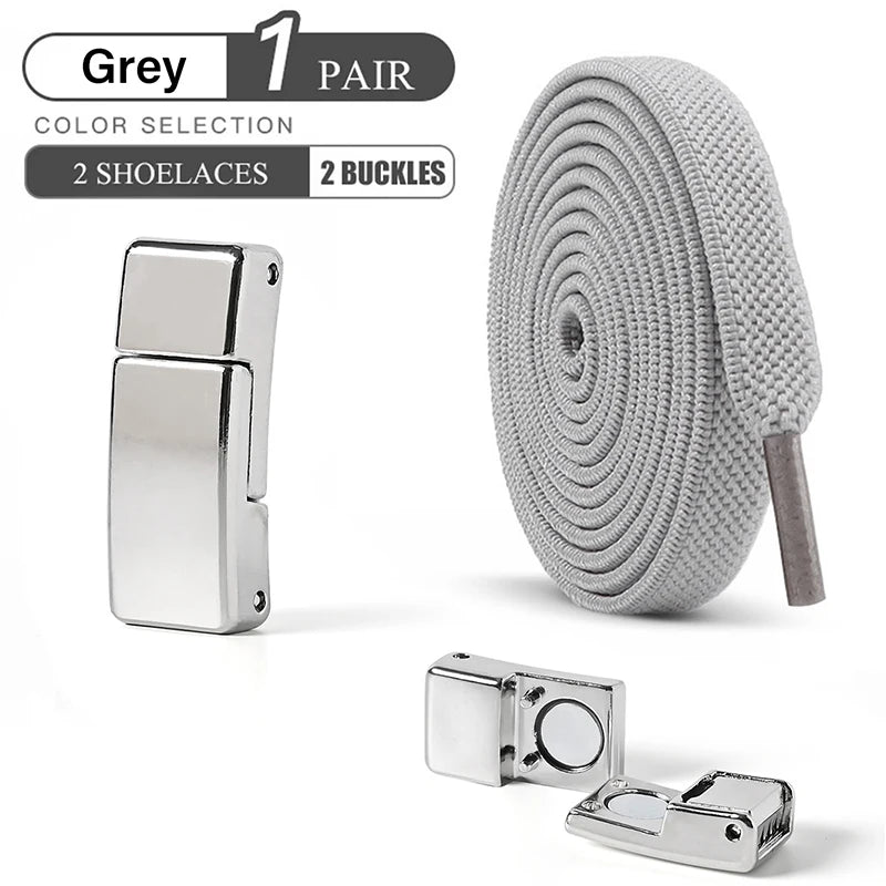 Magnetic Buckle No Tie Shoe Laces Elastic Shoelaces Without Ties Laces Sneaker Kids Adult Widened Flat Shoelace for Shoes
