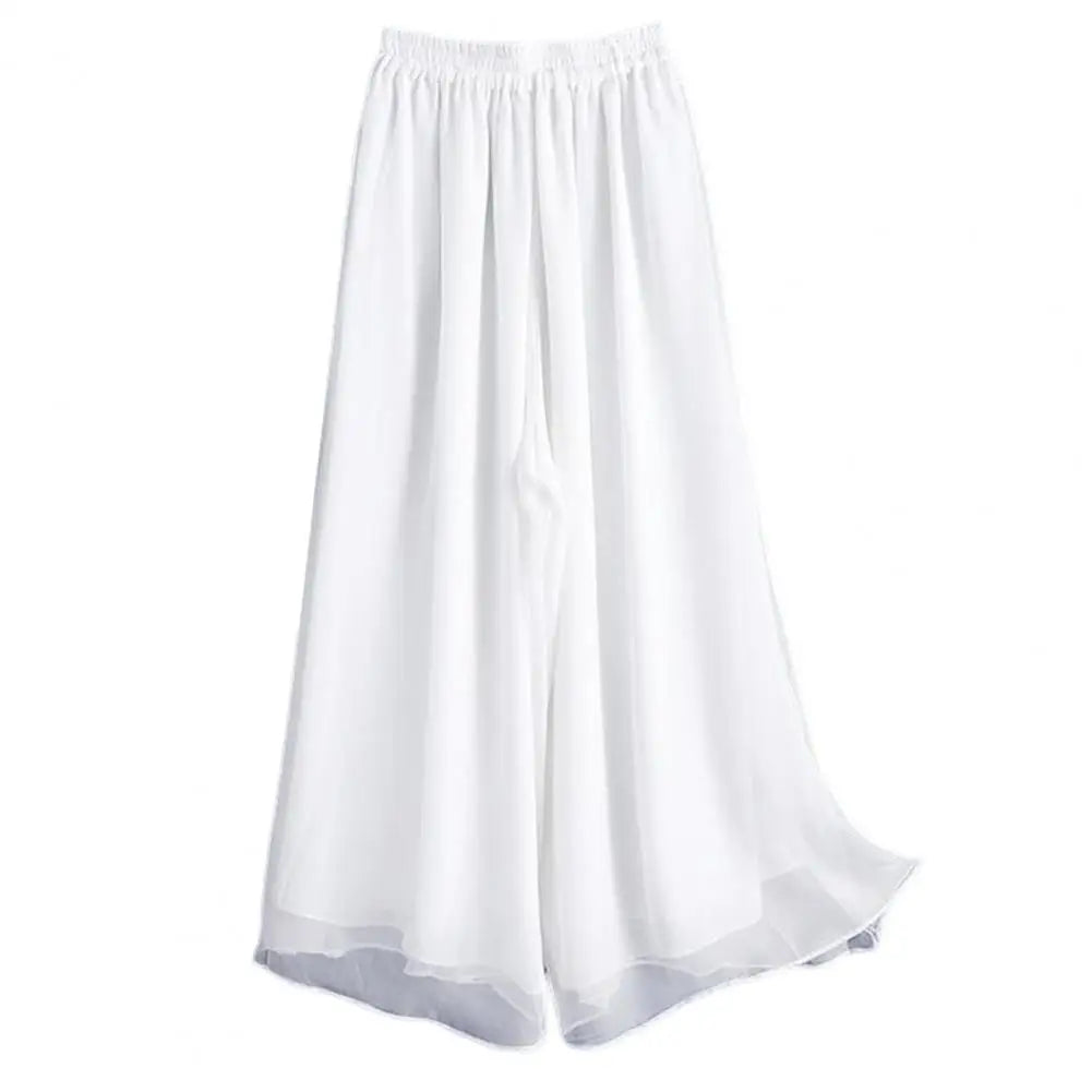 Women Chinese Classical Dance Clothing Female Elegant Trousers Practiice Clothes Modern Elastic Waist Ethnic Pants White Black