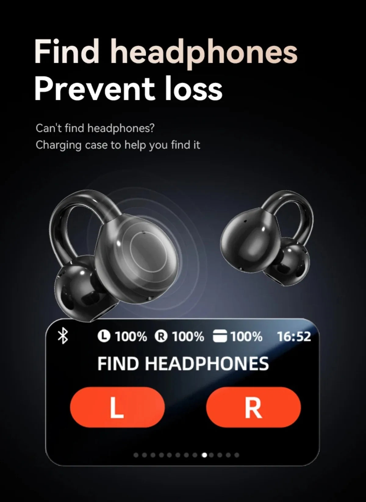 Wireless Ear Clip Earphones with Touch Screen 144 Languages AI Real Time Translation Headphones Smart Bluetooth Earbuds Device