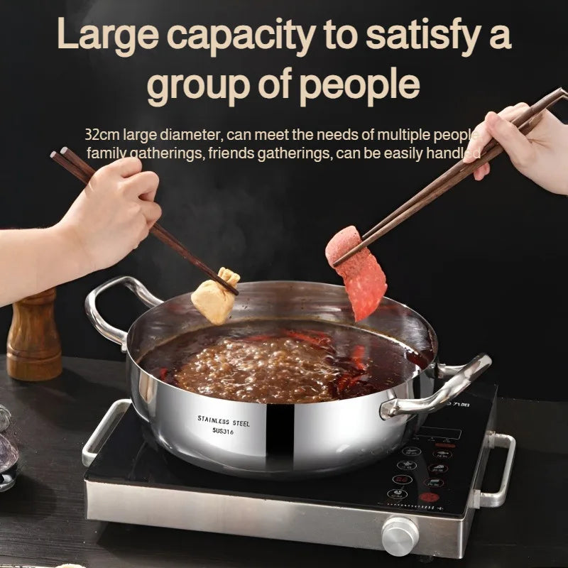 Double-ear Soup Pot Household Thickened 316 Stainless Steel Milk Pot Porridge Pot Small Cooking Pot Steaming Pot Induction