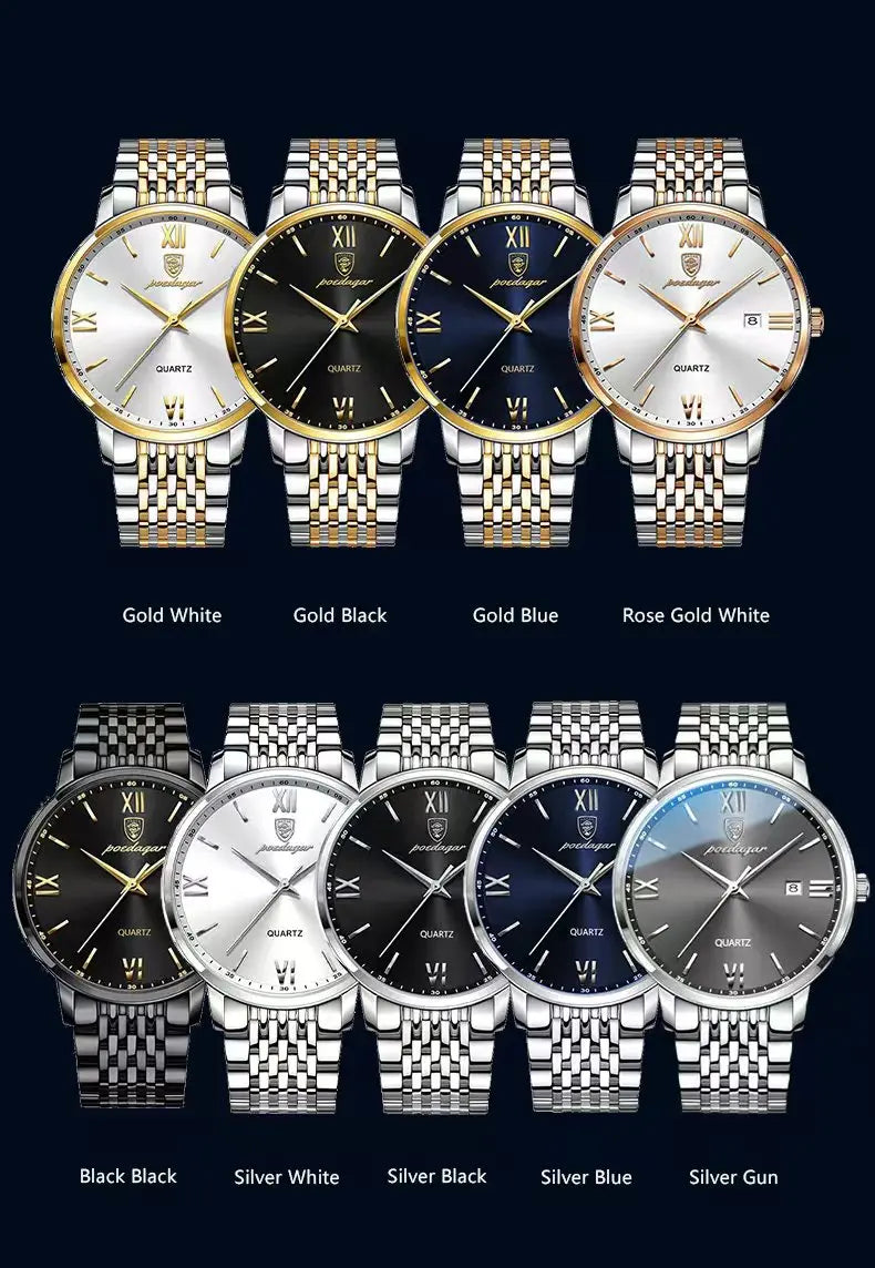 POEDAGAR Luxury Sports Men's Wristwatch Stainless Steel Waterproof Date Man Watch High Quality Casual Fashion Quartz Men Watches