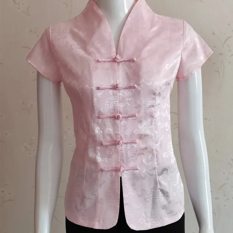 Traditional Chinese Clothing for Women Clothes Qipao Tops Cheongsam Hanfu Ethnic Style Vintage Casual Streetwear Summer