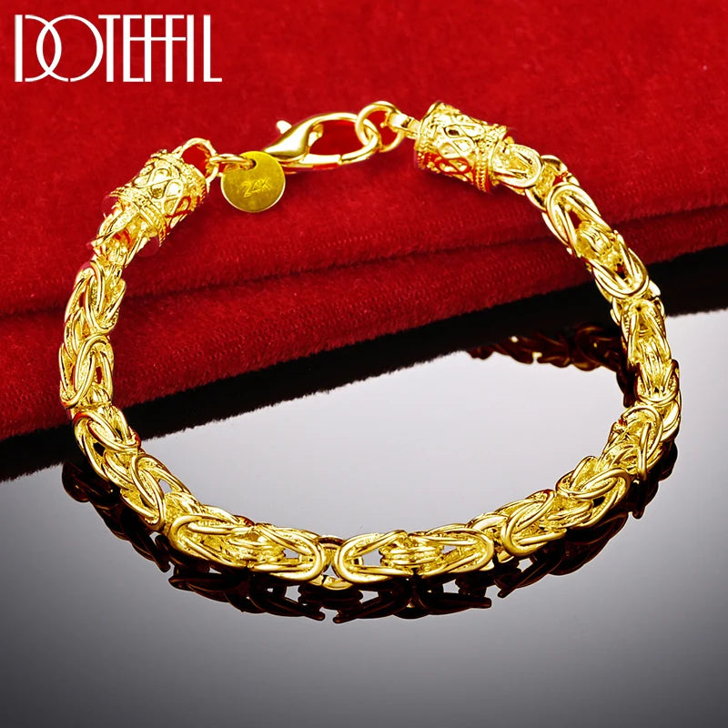 DOTEFFIL 925 Sterling Silver/18K Gold Lobster Clasp Bracelet For Woman Man Fashion Wedding Engagement Jewelry