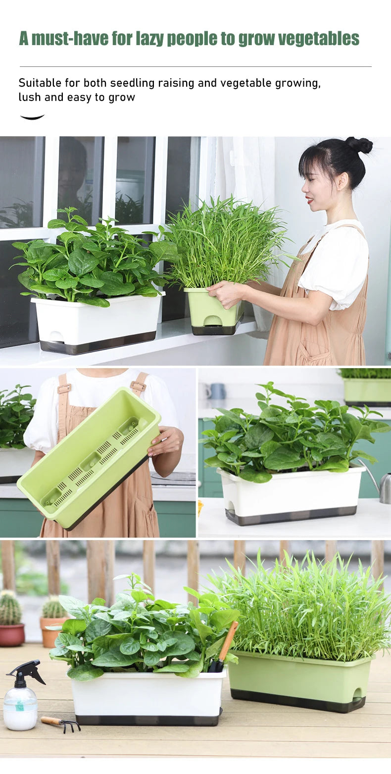 Second Generation Thickened Hollen Pot Self-priming Water Breathable Rectangular Vegetable Pots Home Garden Balcony Planting Box