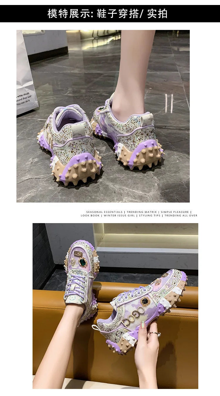 2025 Women Shoes New Rhinestone Women Sneakser Diamond Breathable Casual Designer Sneakers for Women Tenis Shose